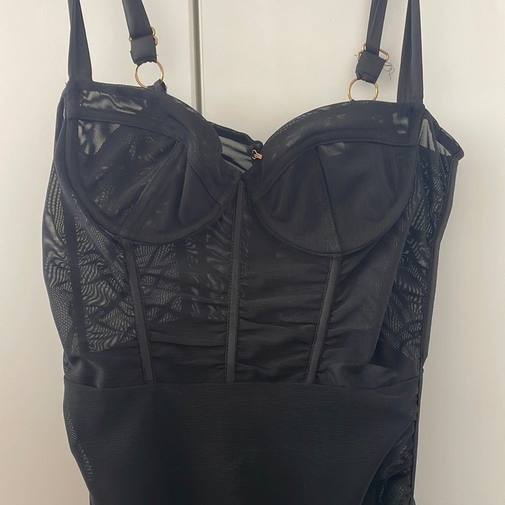 Oh Polly Black mesh going out dress